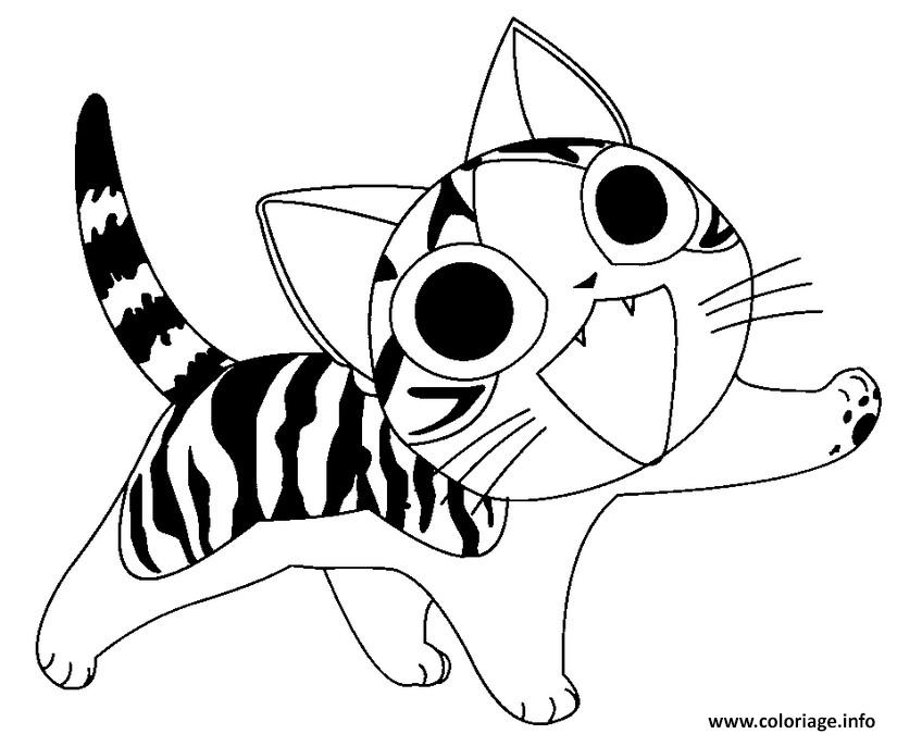 Dessin manga chat Coloriage Gratuit à Imprimer