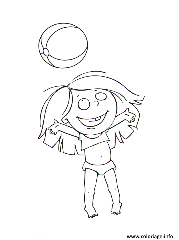 Coloriage Un Enfant Joue Au Ballon Sur La Plage Vacance ...