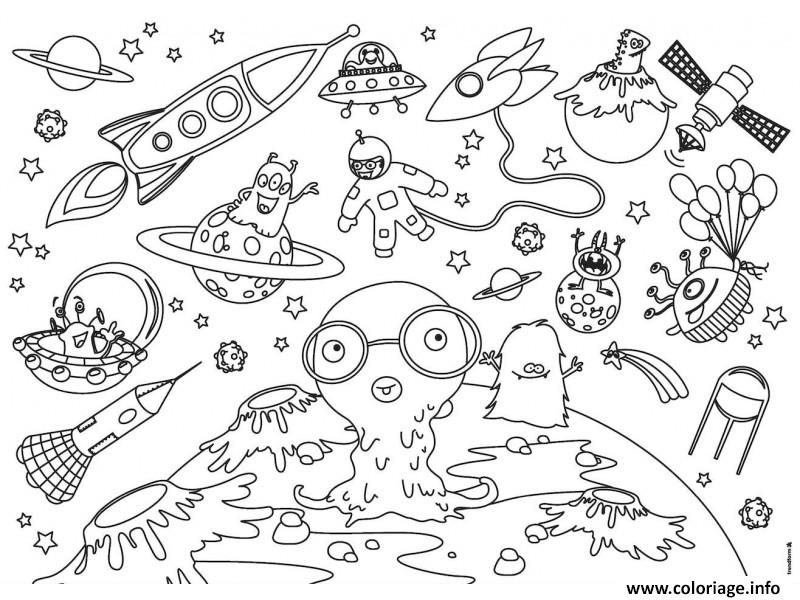 Coloriage Xxl Espace Planete Extra Teresstre Dessin Xxl à imprimer