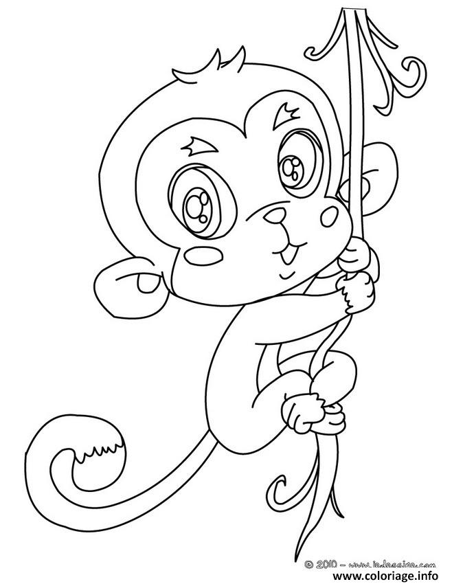 Dessin bebe singe cute Coloriage Gratuit à Imprimer