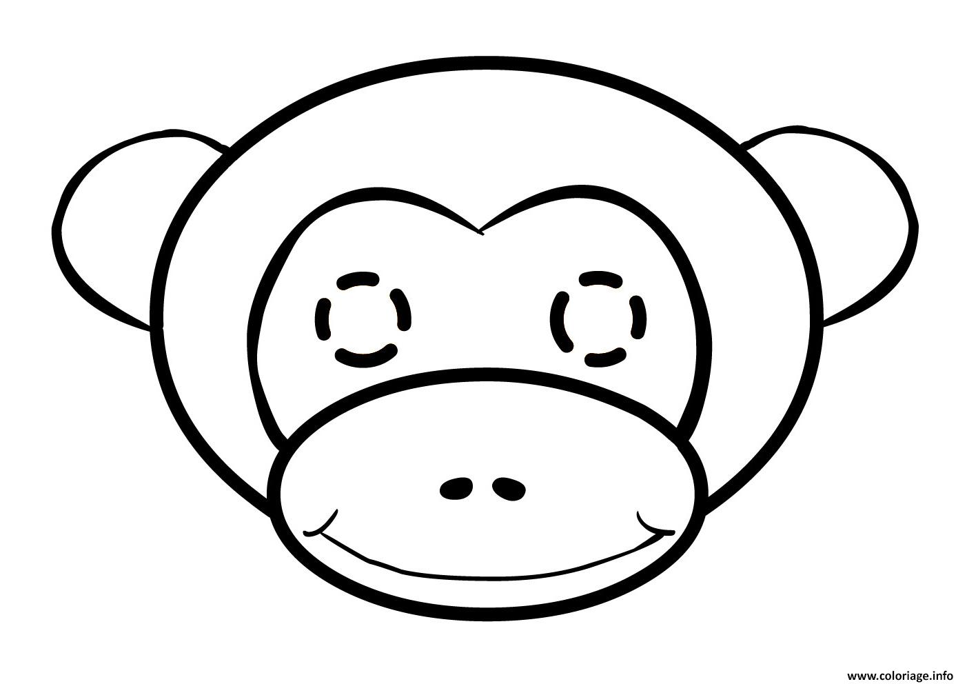 Coloriage Tete De Singe Facile Dessin Singe A Imprimer