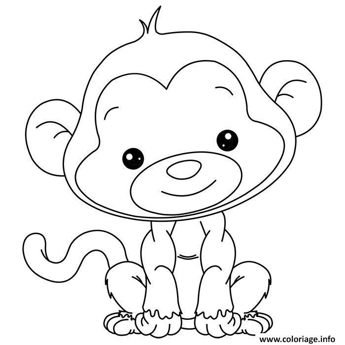 Dessin adorable petit singe pour enfant Coloriage Gratuit à Imprimer