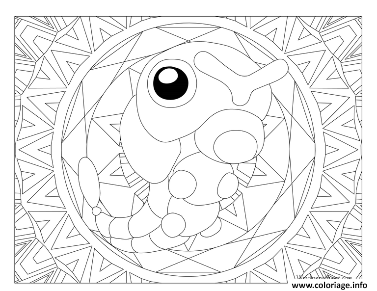 Coloriage Pokemon Mandala Adulte Caterpie Dessin à Imprimer