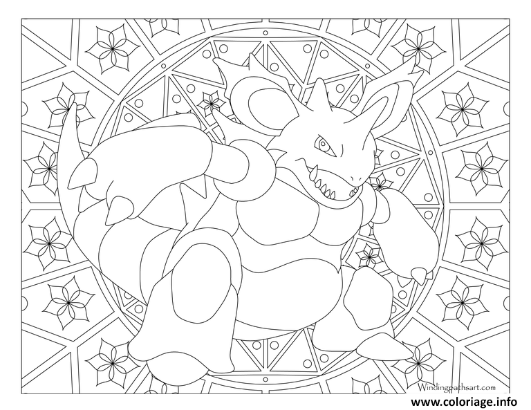 Dessin Adulte Pokemon Mandala Nidoking Coloriage Gratuit à Imprimer
