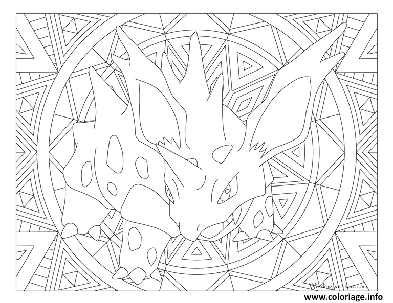 Dessin Adulte Pokemon Mandala Nidorano Coloriage Gratuit à Imprimer