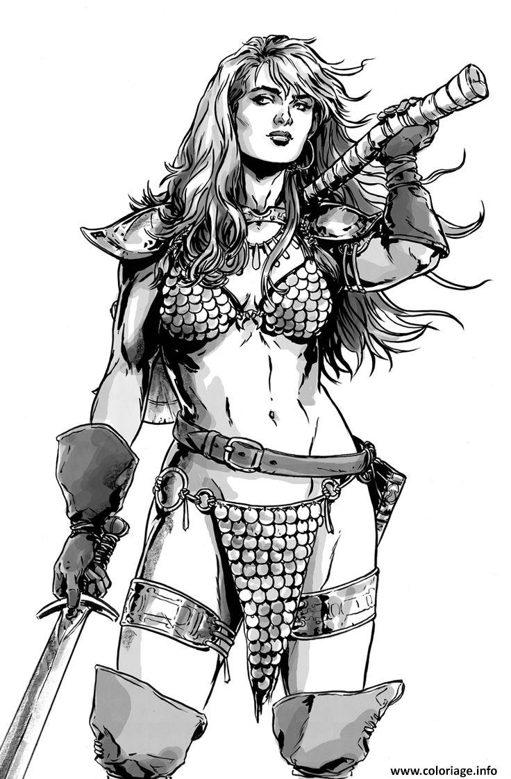 Dessin red sonja amie de xena par mark laming Coloriage Gratuit à Imprimer