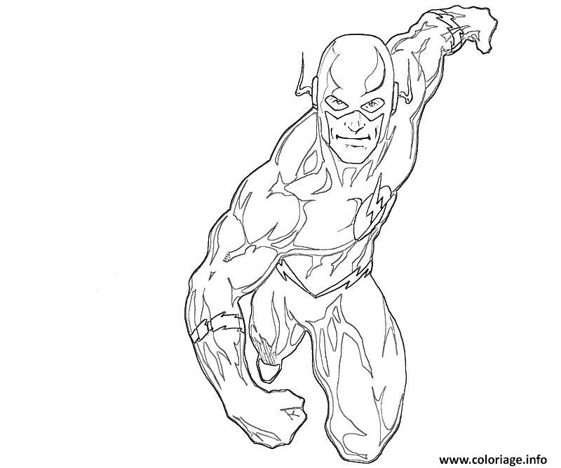 Dessin flash super heros pret au combat Coloriage Gratuit à Imprimer