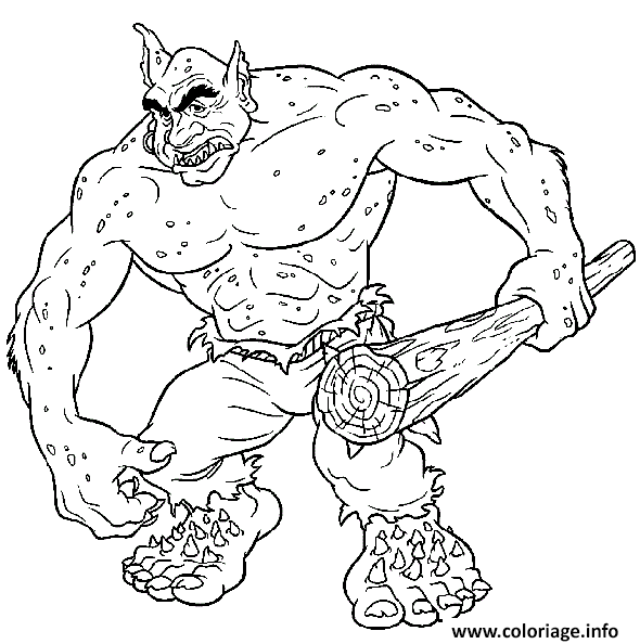 Dessin ogre avec des pieds geants Coloriage Gratuit à Imprimer