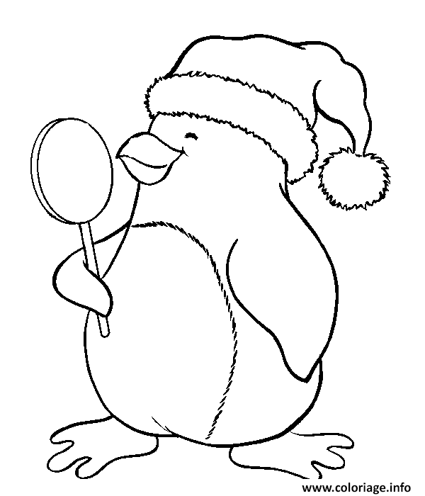 Dessin pingouin noel sucette Coloriage Gratuit à Imprimer