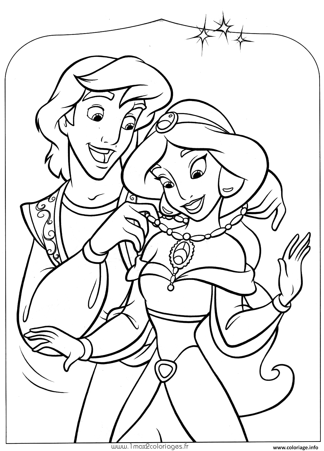 Coloriage Aladdin Et Princesse Jasmine Dessin à Imprimer