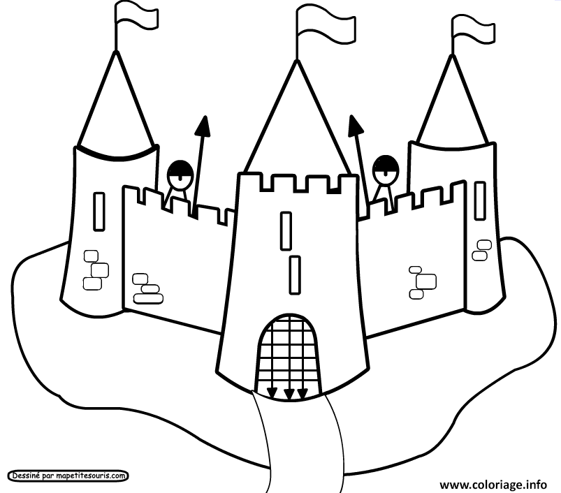 Coloriage Chateau Fort Maternelle Dessin à Imprimer