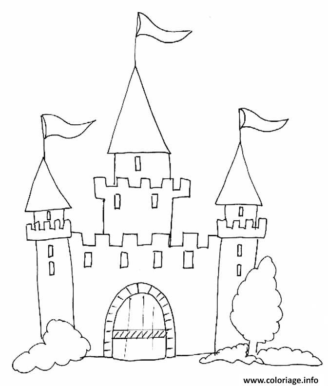 Coloriage Chateau Fort Maternelle Enfant Dessin Chateau A Imprimer