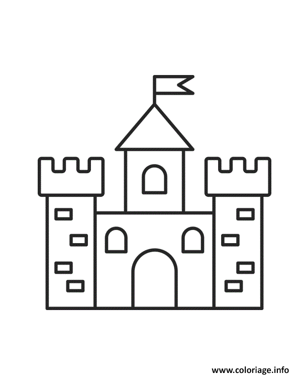 chateau tres facile coloriage