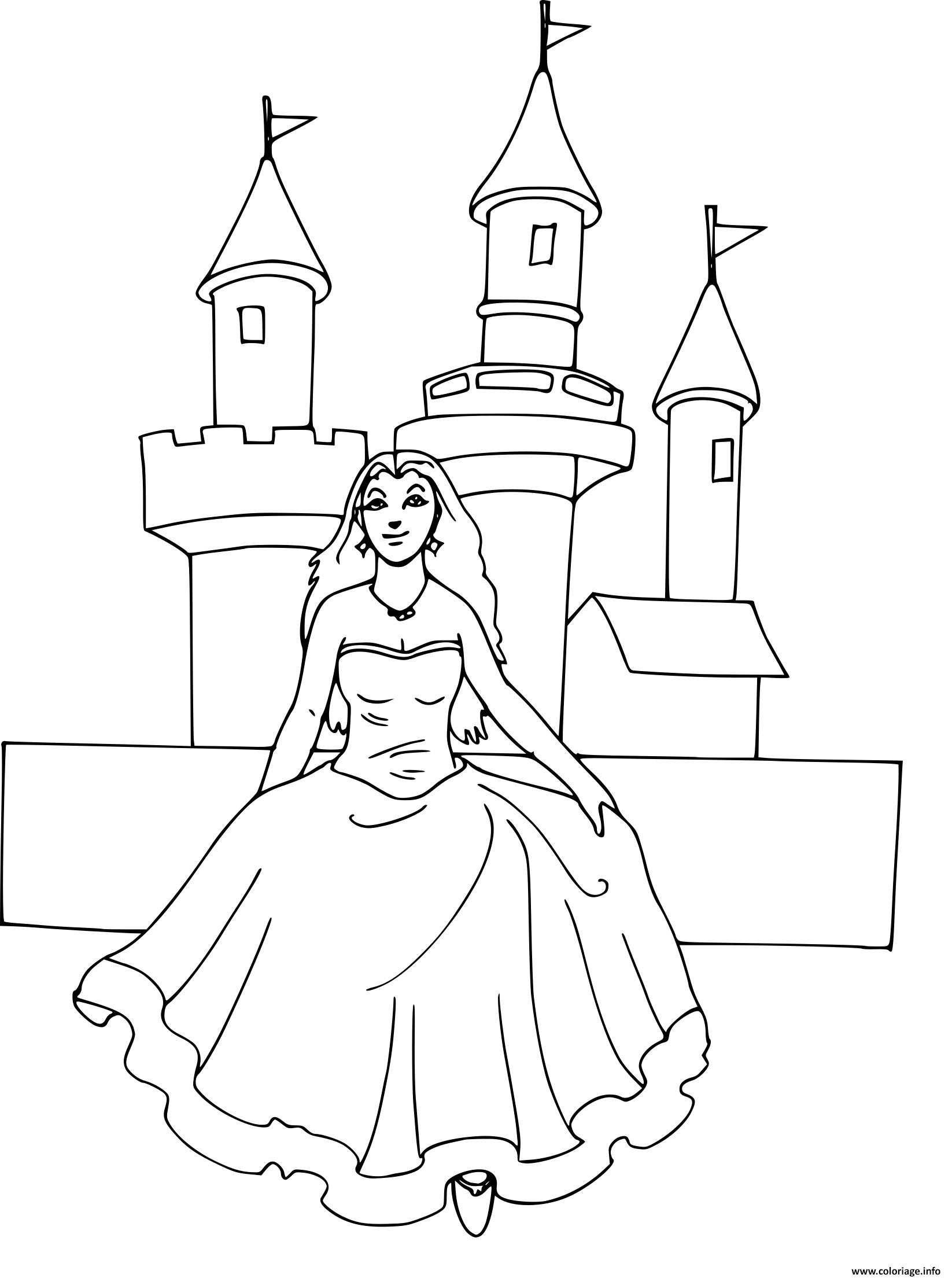 Coloriage chateau princesse disney  JeColorie.com