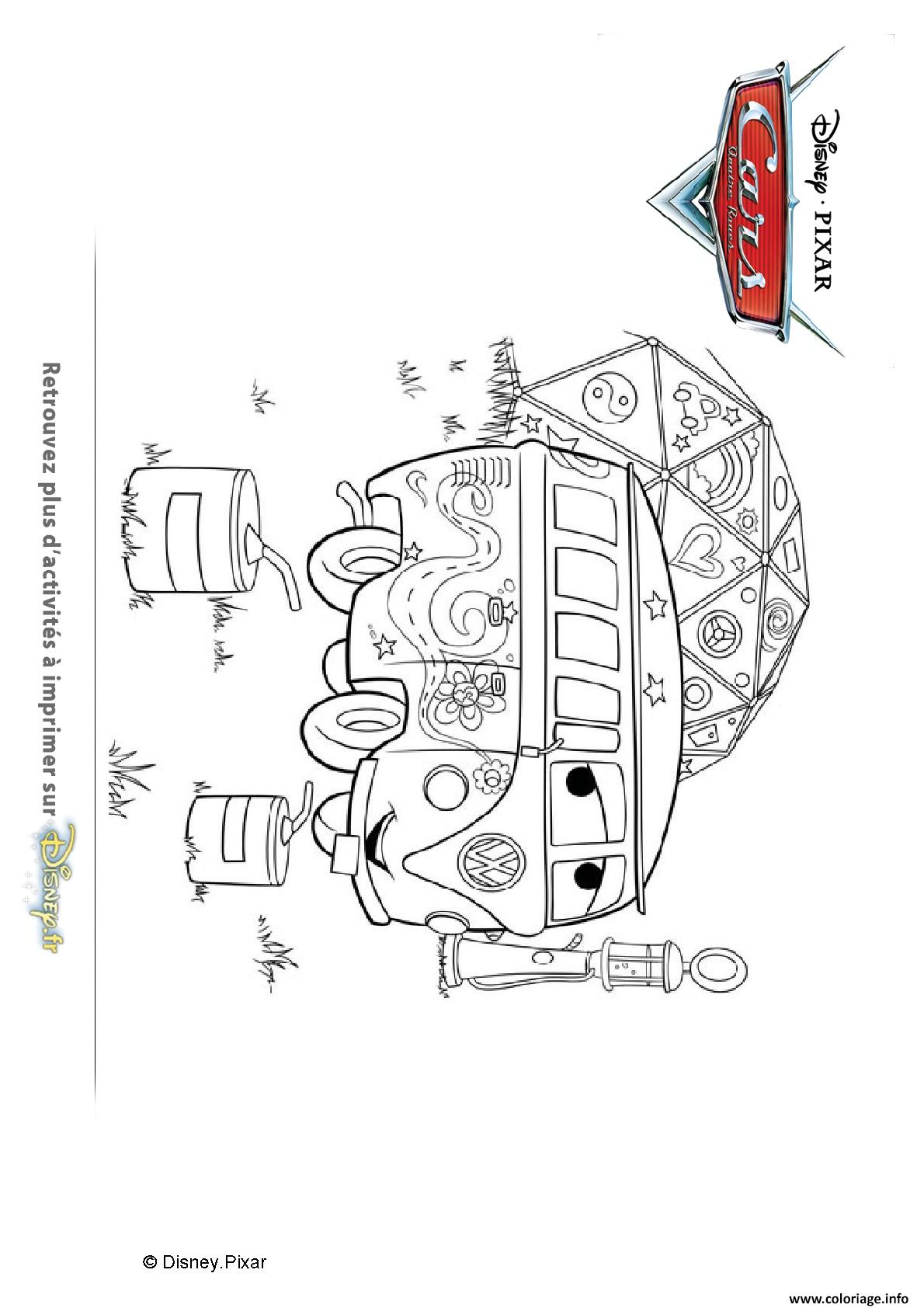 Dessin fillmore hippie de radiator springs cars disney Coloriage Gratuit à Imprimer