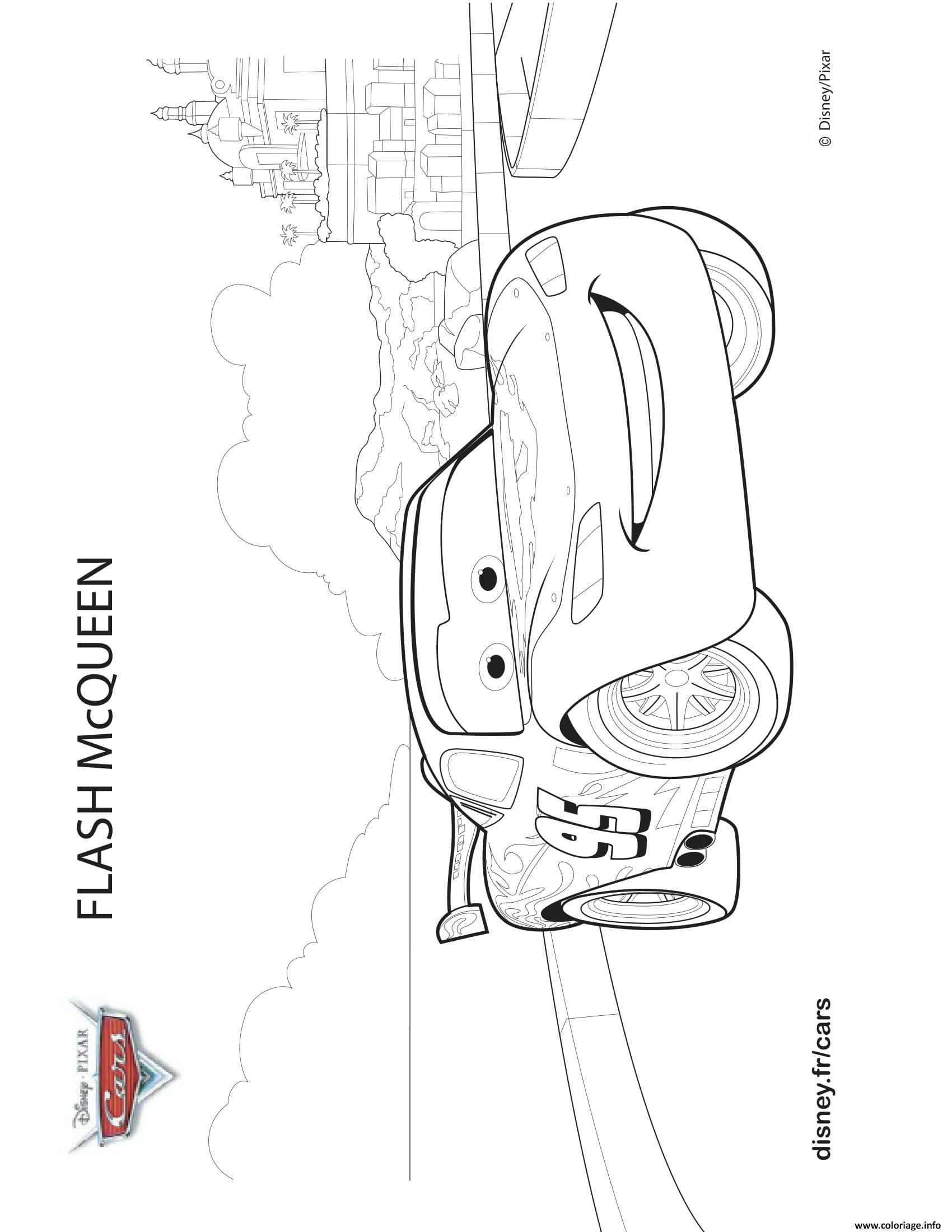 Dessin Cars Flash McQueen confiant Coloriage Gratuit à Imprimer