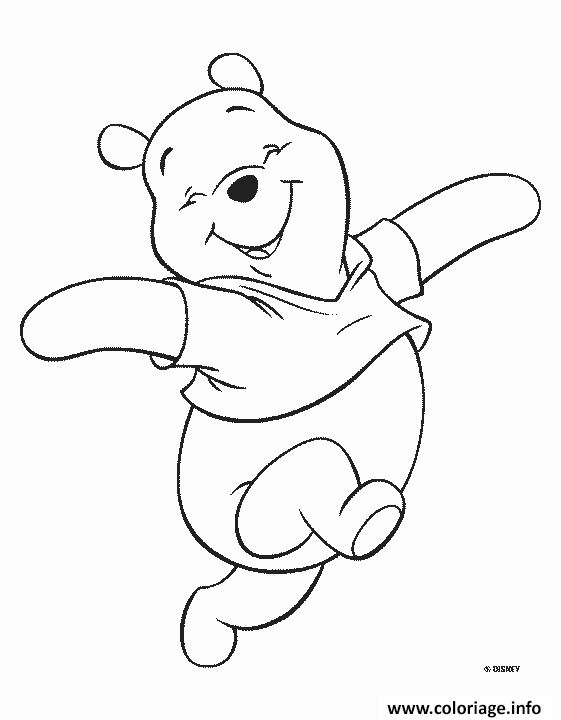 Dessin winnie pooh se balade avec joie Coloriage Gratuit à Imprimer