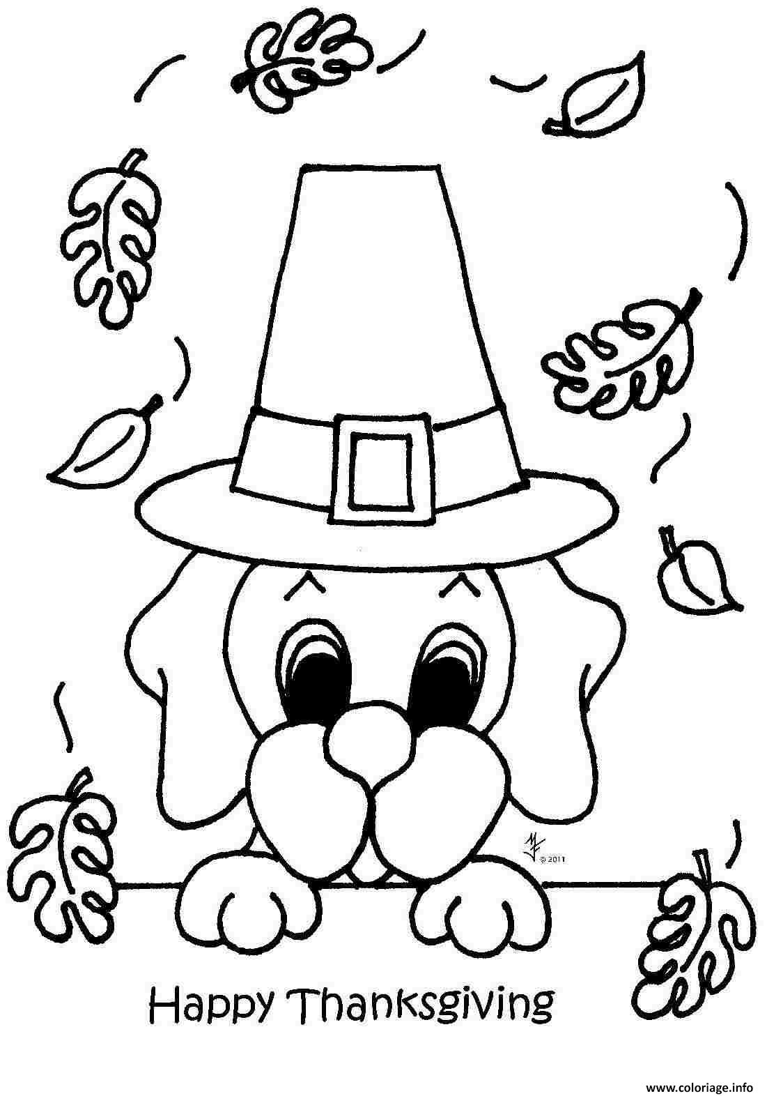 Dessin joyeuse action de grace cute dog Coloriage Gratuit à Imprimer