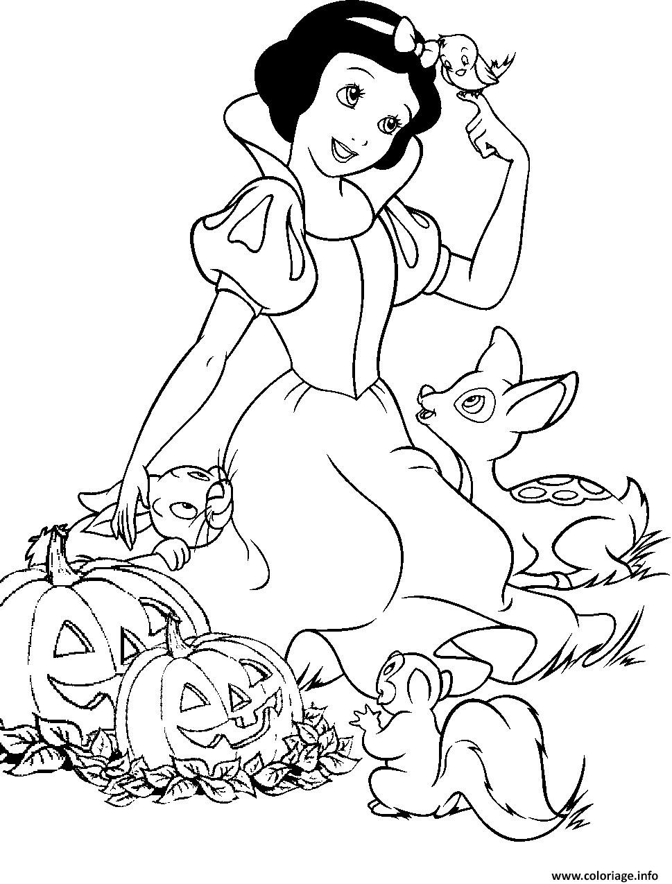 Dessin Disney Halloween Halloween Blanche Neige Coloriage Gratuit à Imprimer