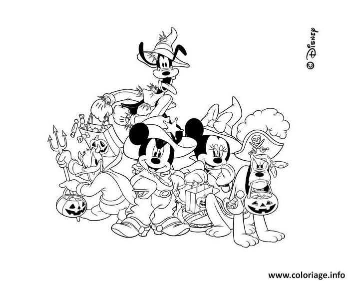 Coloriage Pluto Donald Dingo Mickey Et Minie Deguises Pour