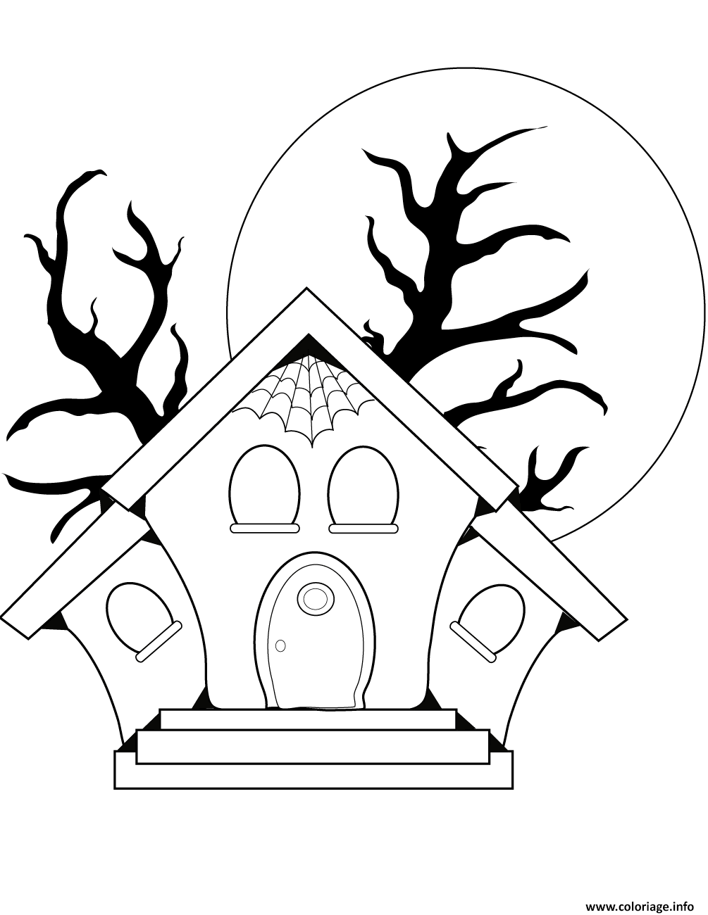 Dessin maison hantee halloween Coloriage Gratuit à Imprimer