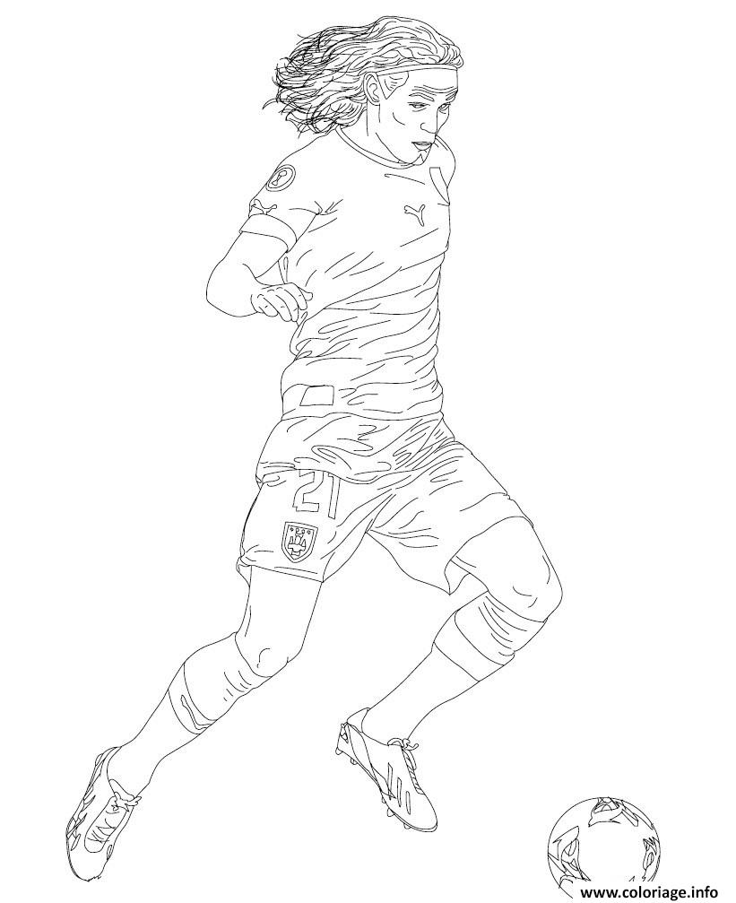 Coloriage Edinson Cavani Joueur De Foot Dessin