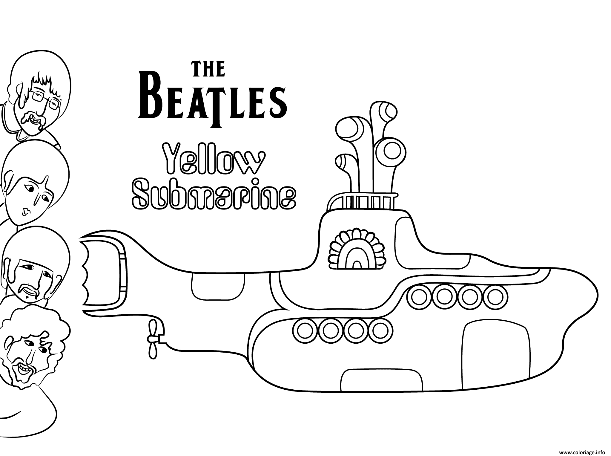 Dessin the beatles yellow submarine celebrite stars Coloriage Gratuit à Imprimer