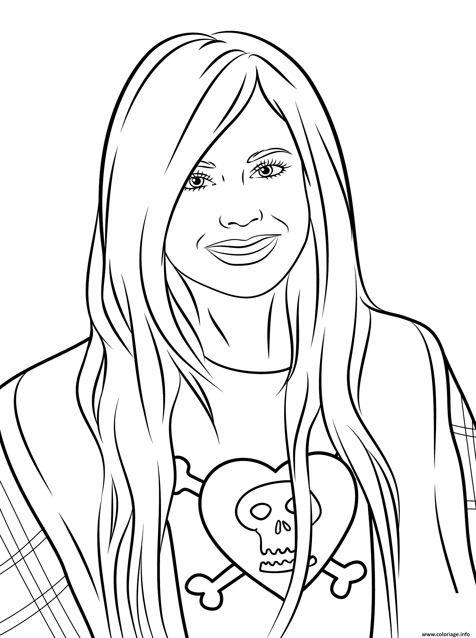 Dessin avril lavigne celebrite star Coloriage Gratuit à Imprimer