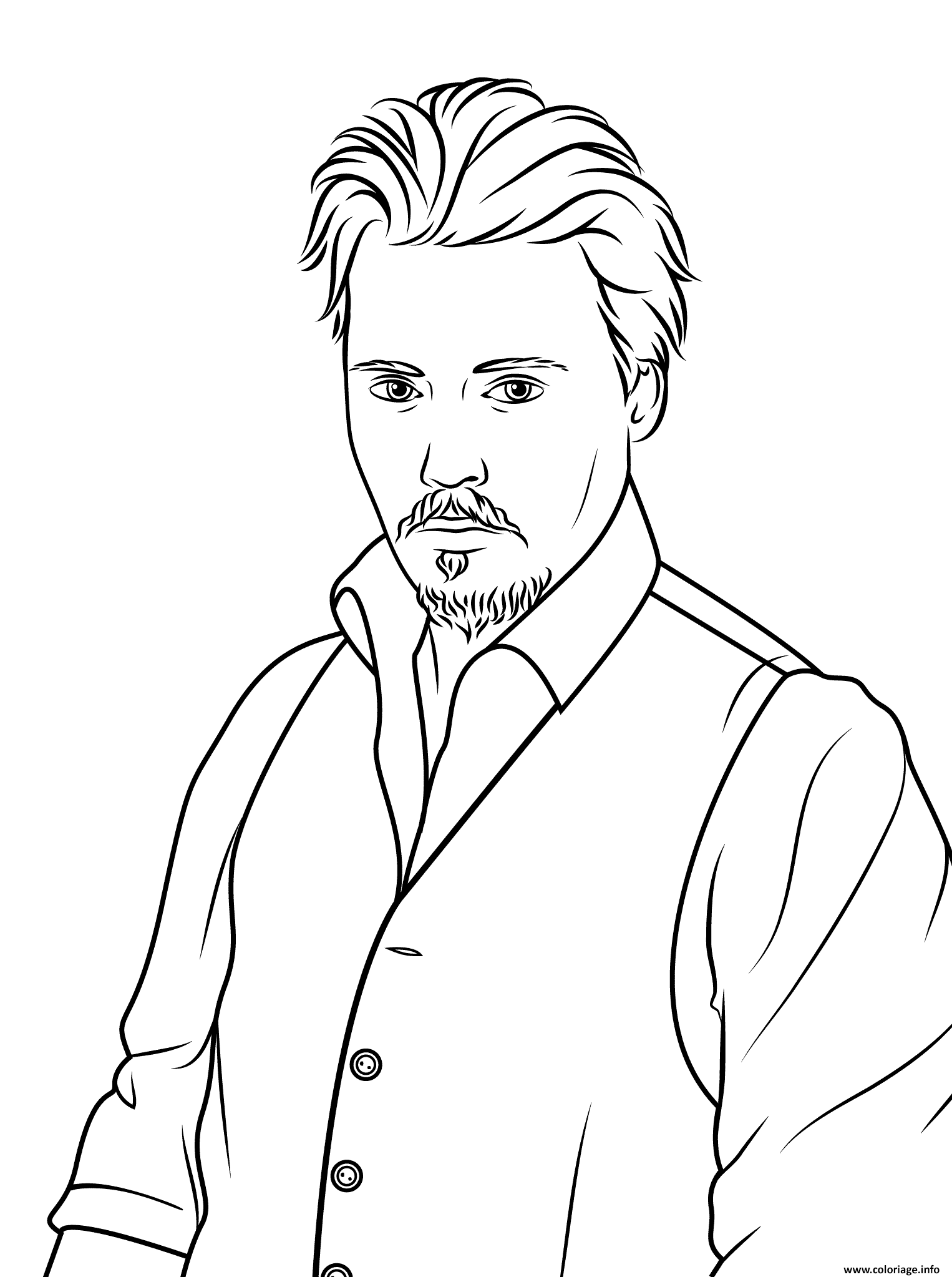 Dessin johnny depp celebrite star Coloriage Gratuit à Imprimer