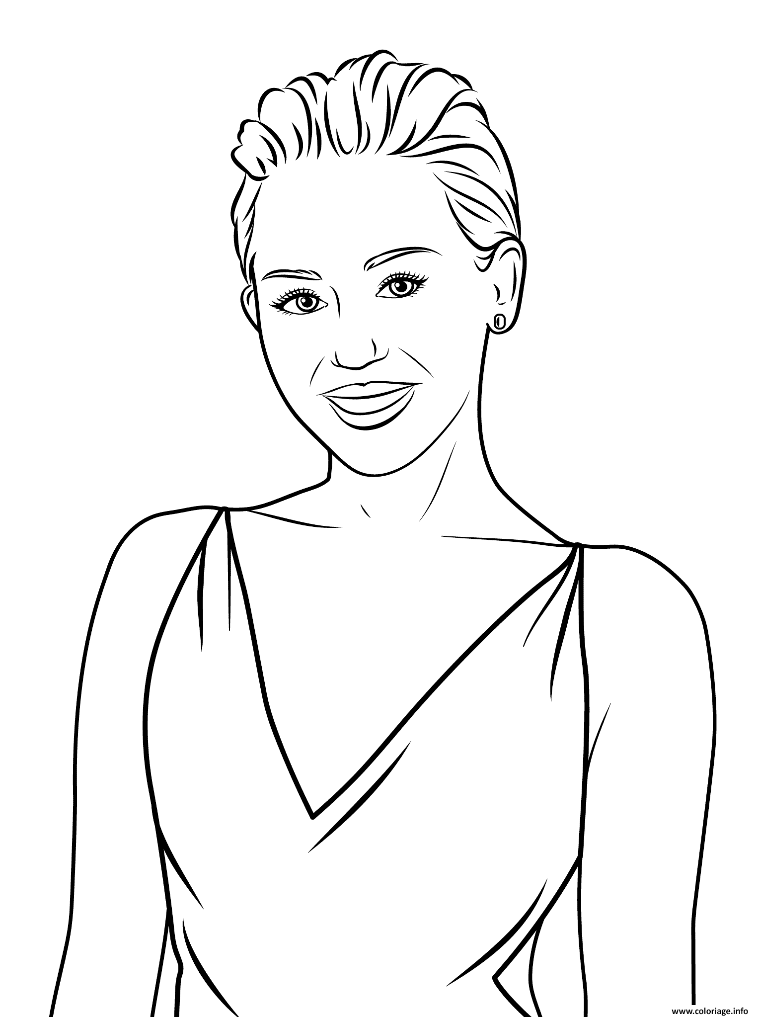 Coloriage Miley Cyrus Celebrite Star Dessin à Imprimer