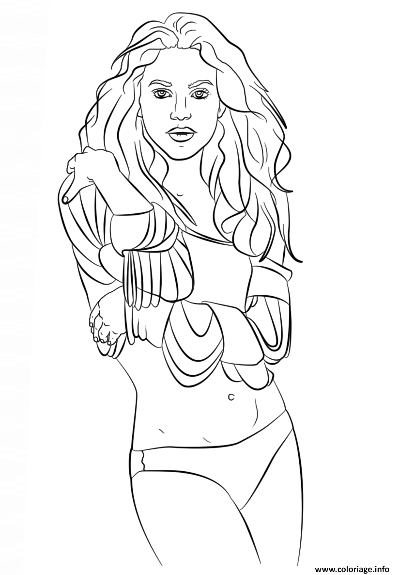 Dessin shakira celebrite star Coloriage Gratuit à Imprimer