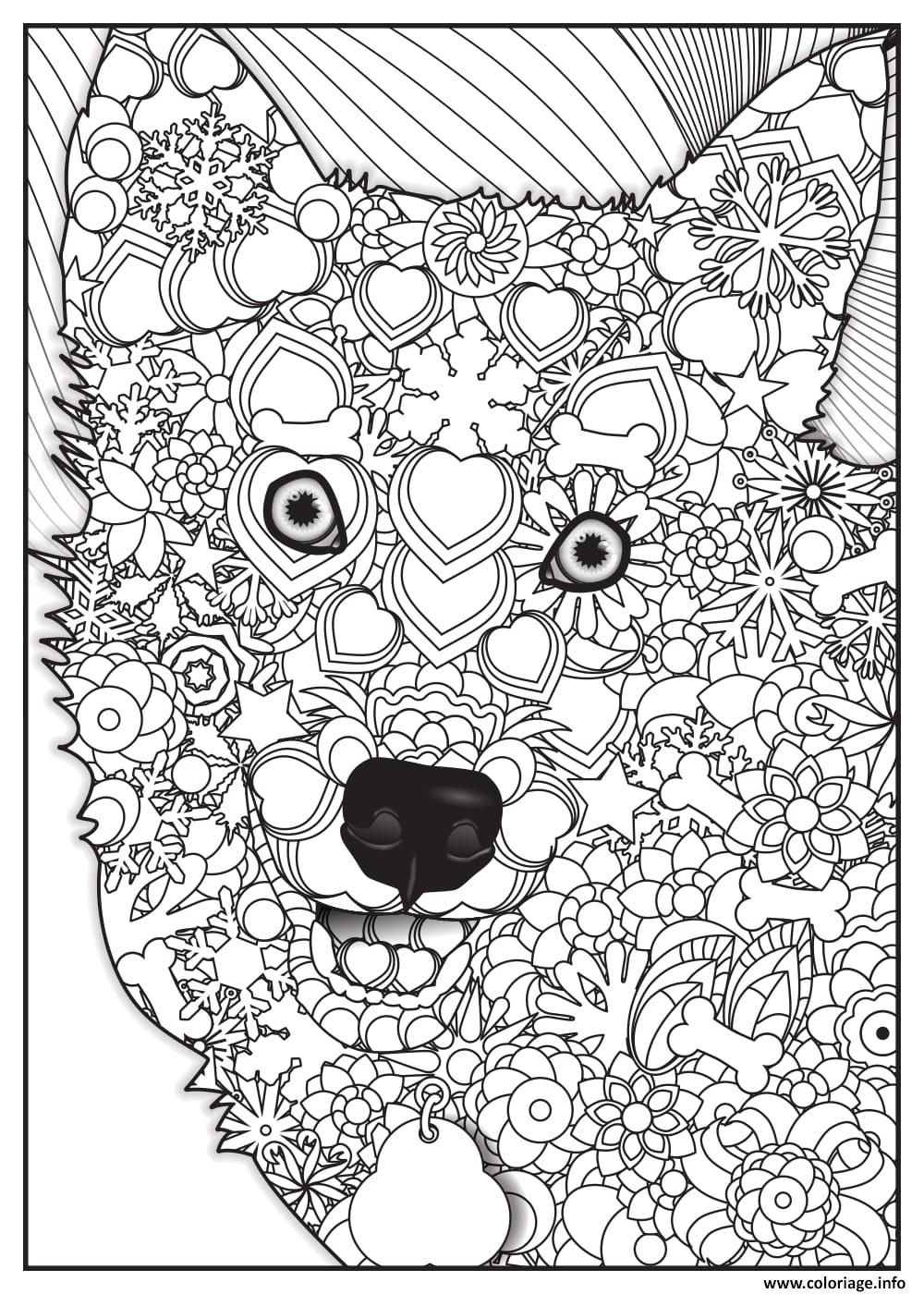 Coloriage loup wolf adulte animaux  JeColorie.com