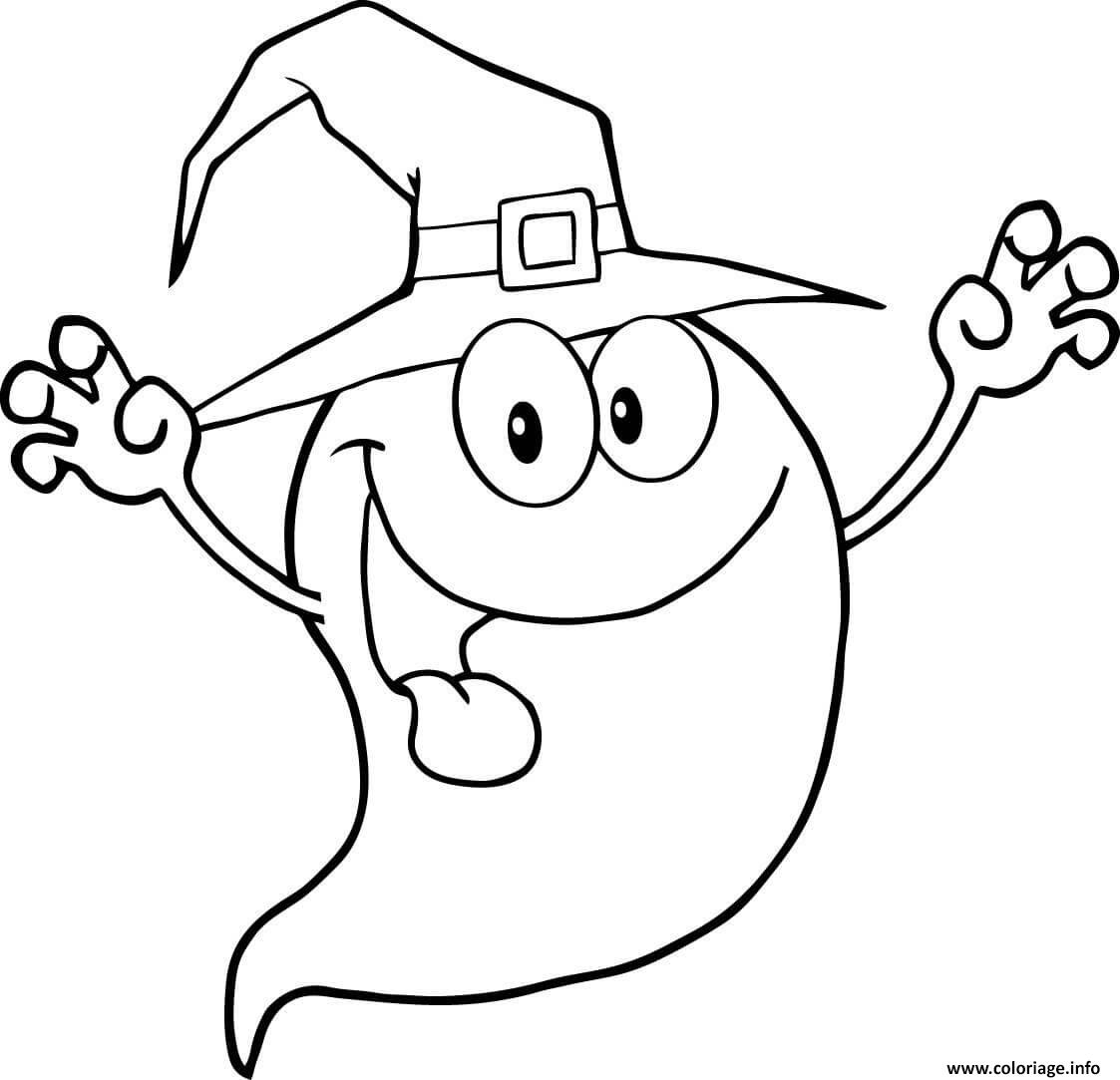 Dessin fantome halloween personnage drole Coloriage Gratuit à Imprimer