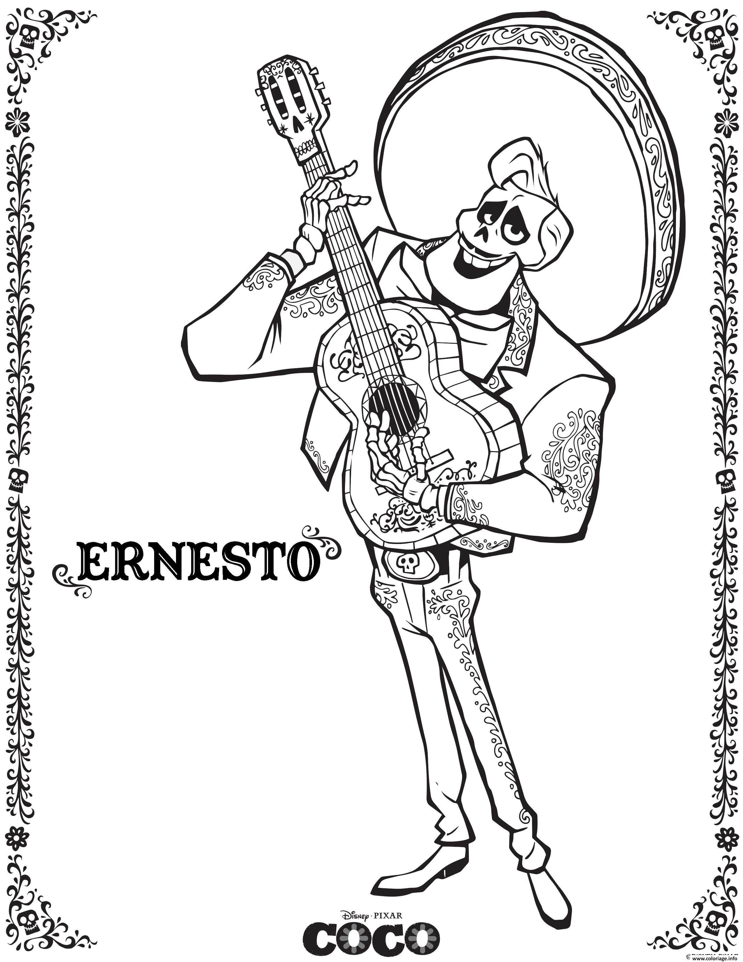Dessin Ernesto Coco Disney Coloriage Gratuit à Imprimer