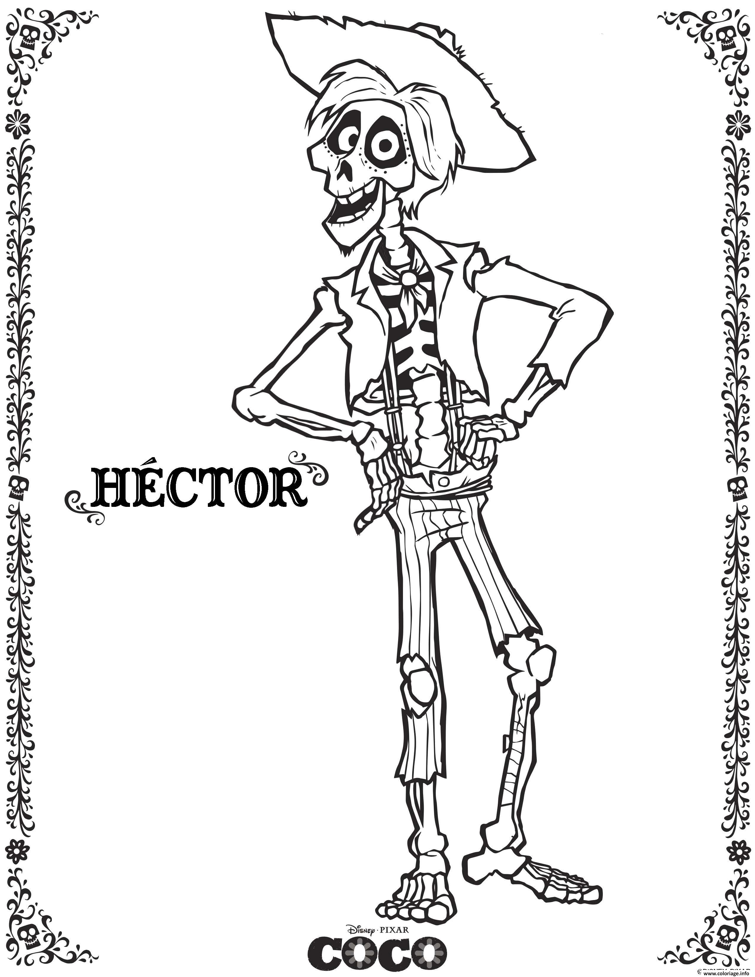 Dessin Hector Coco Disney Coloriage Gratuit à Imprimer