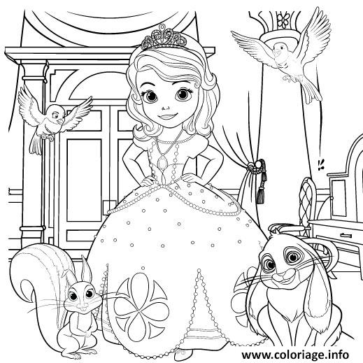 Dessin Princesse Disney Sofia et les personnages Coloriage Gratuit à Imprimer