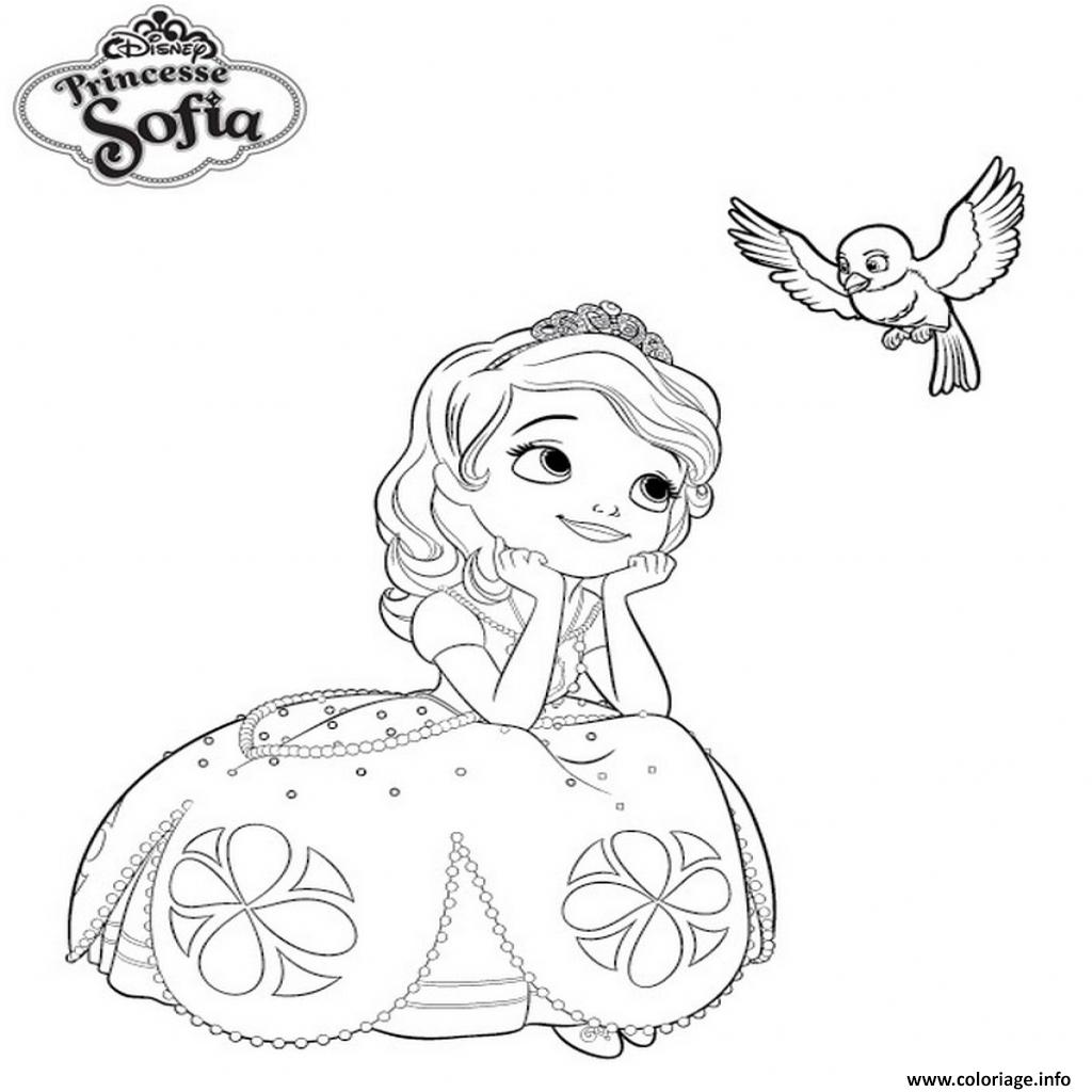 Coloriage Princesse Sofia Regarde Un Oiseau Dessin   Imprimer