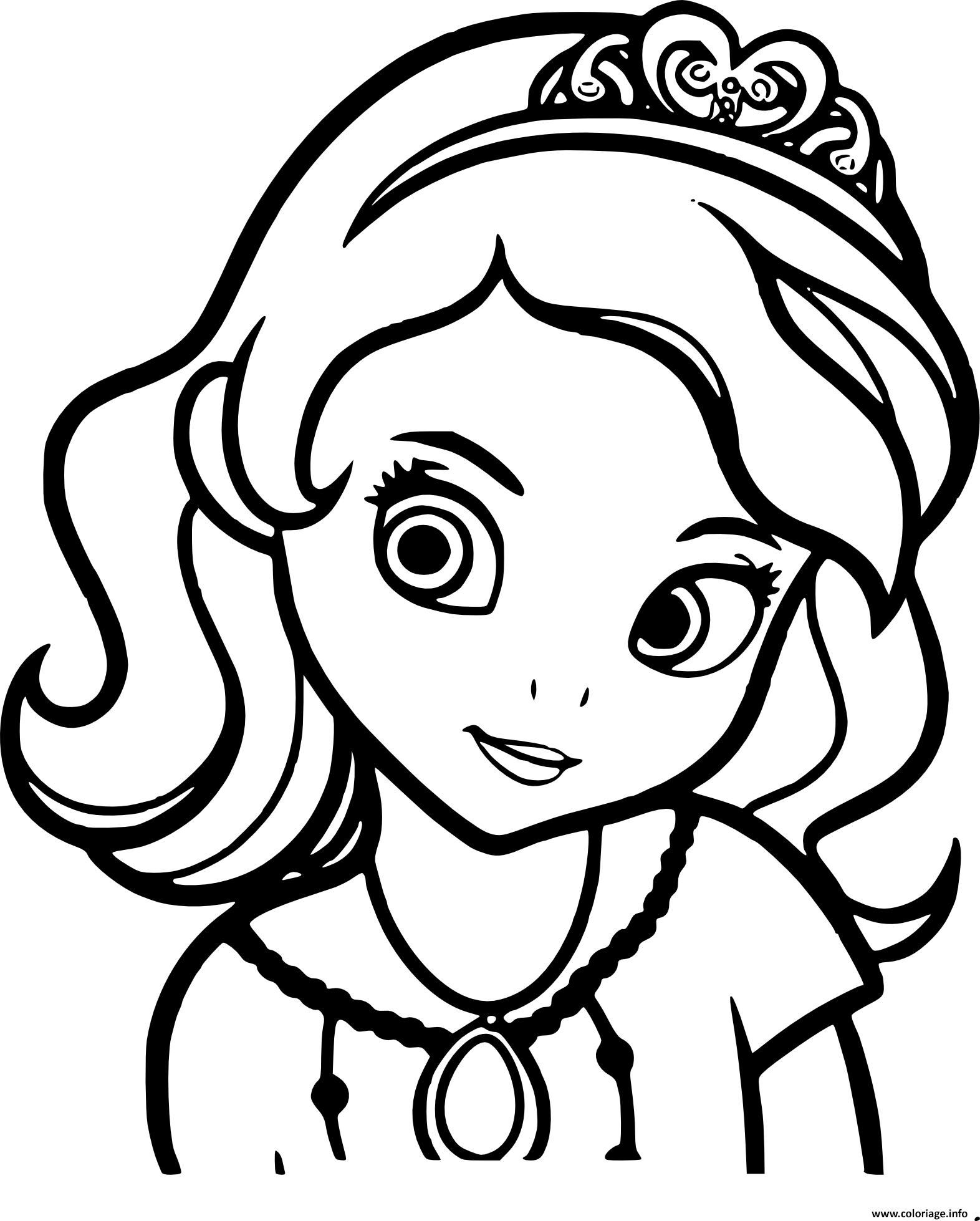 Coloriage princesse sofia de face portrait visage  JeColorie.com