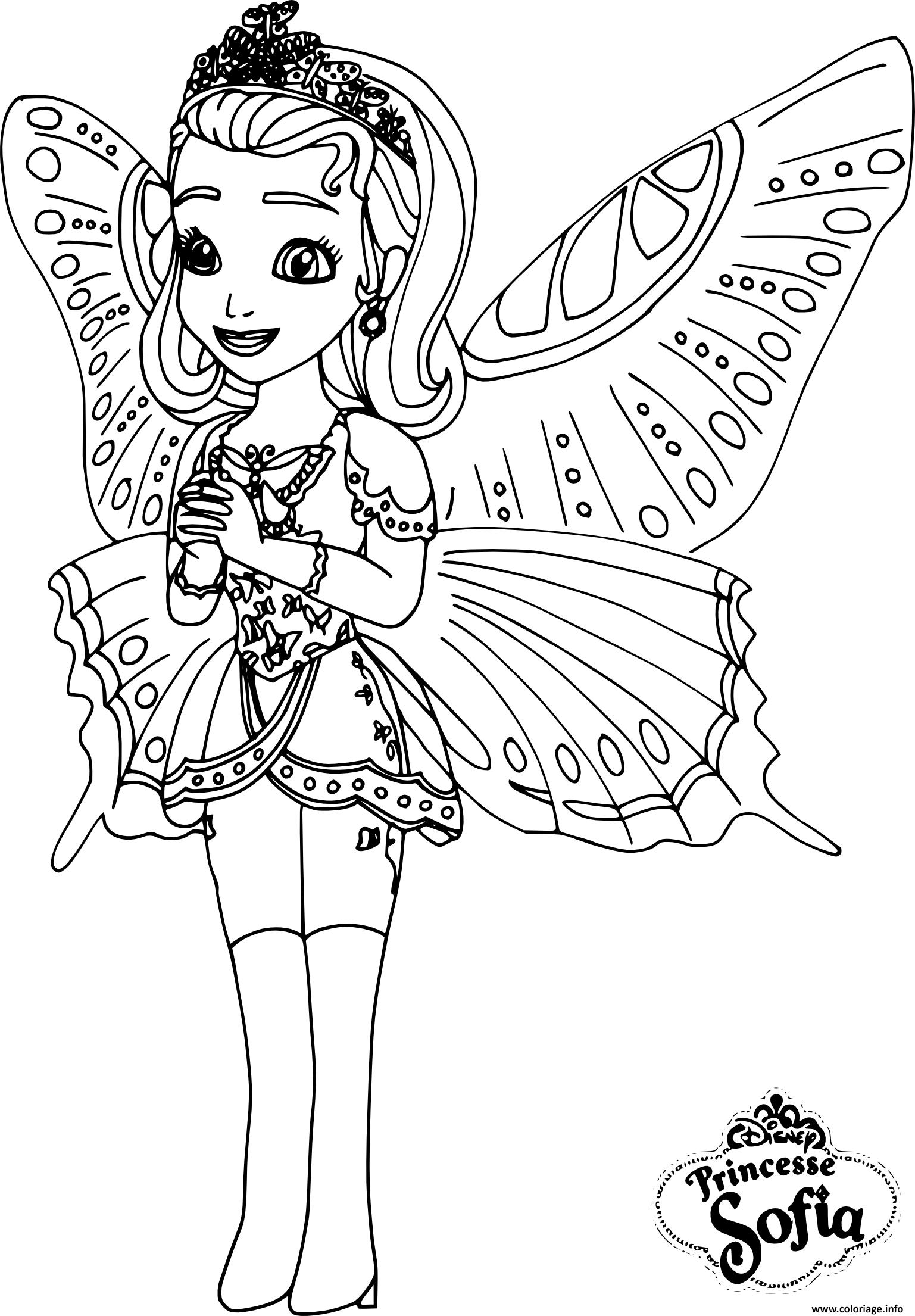 Dessin princesse sofia papillon Coloriage Gratuit à Imprimer