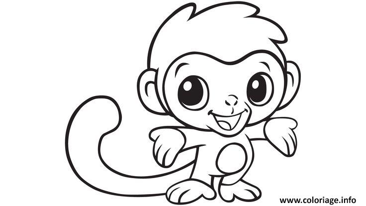 Dessin cute singe animal Coloriage Gratuit à Imprimer