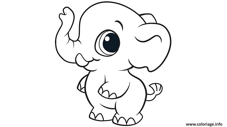 Coloriage Elephant Cute Mignon Animaux Dessin