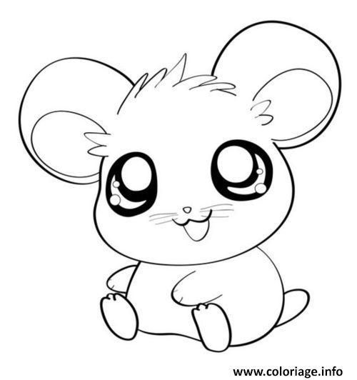 Dessin hamster cute mignon animaux Coloriage Gratuit à Imprimer