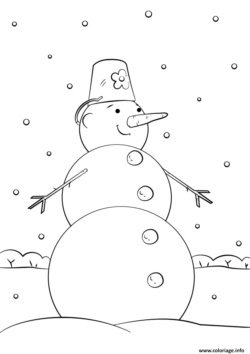 Dessin bonhomme de neige facile simple enfant Coloriage Gratuit à Imprimer