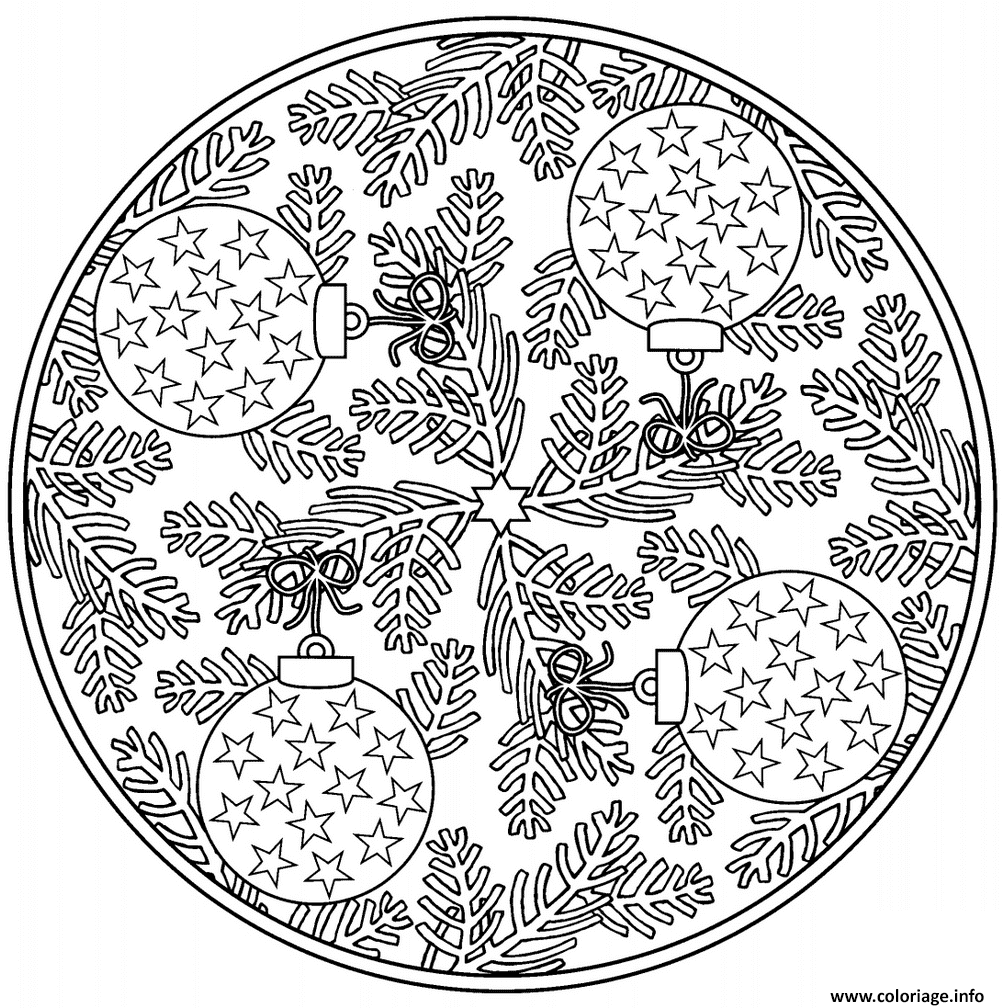 Coloriage Boules De Noel Sapins Mandala Noel Dessin