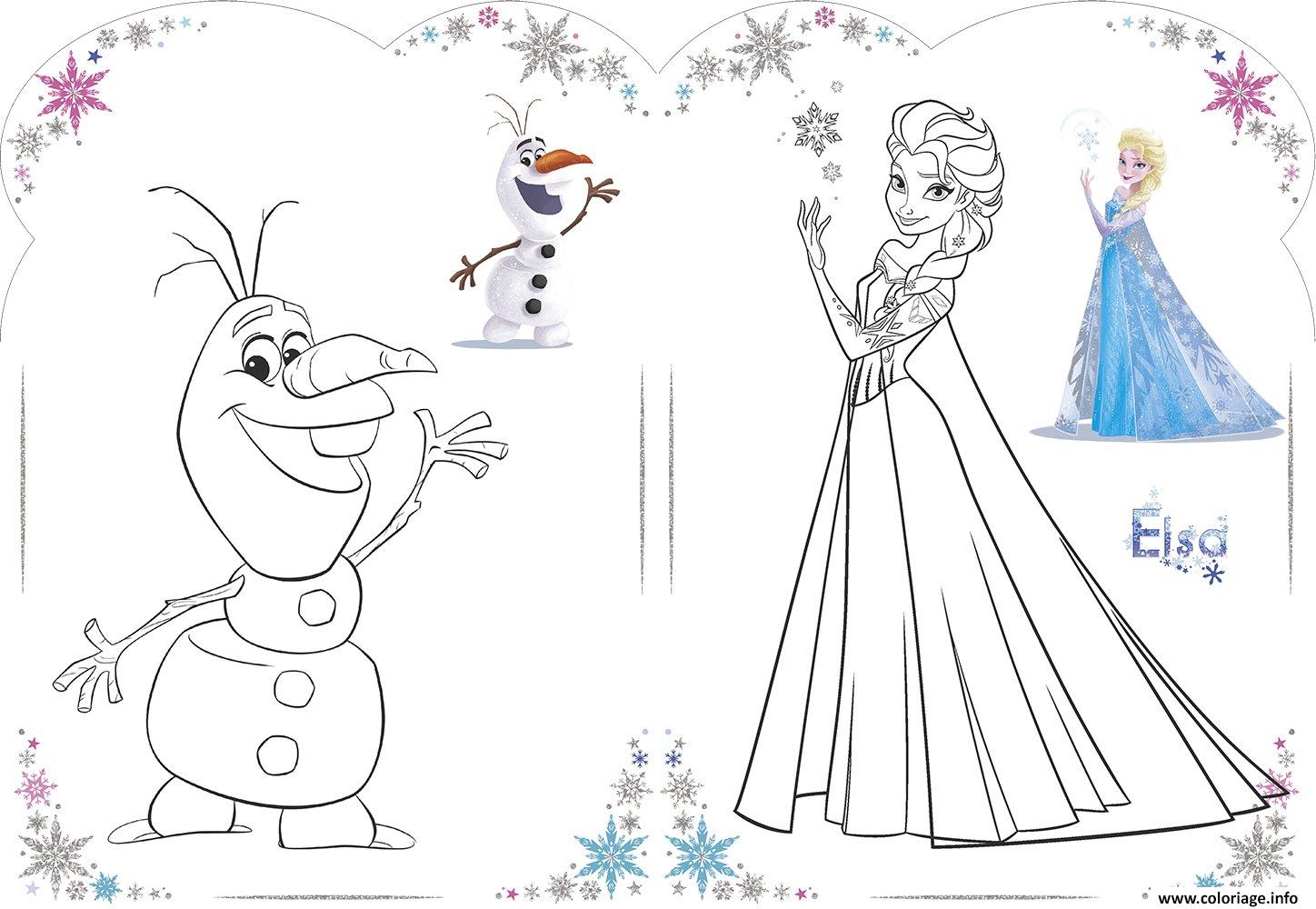 Coloriage Olaf Et Elsa Reine Des Neiges Disney 2018 dessin