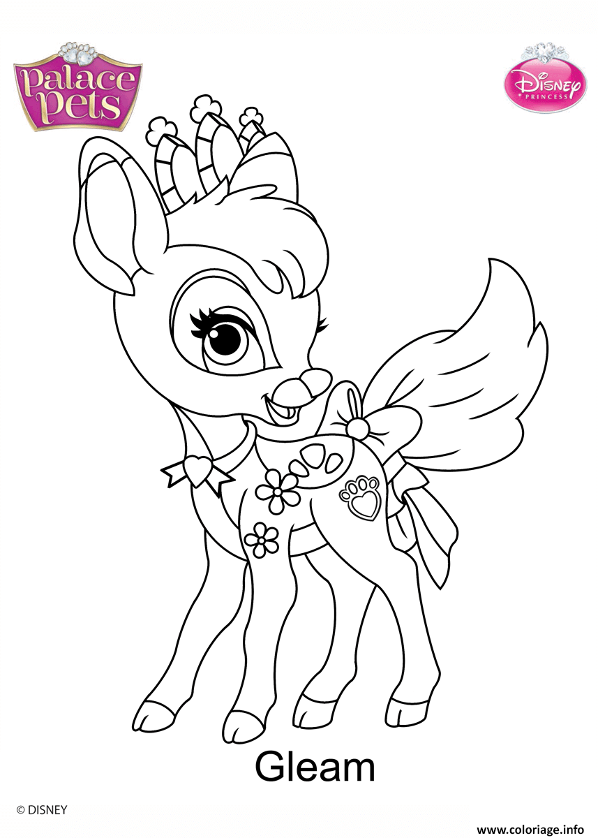 Coloriage Gleam Princess Disney Dessin Palace Pets à imprimer