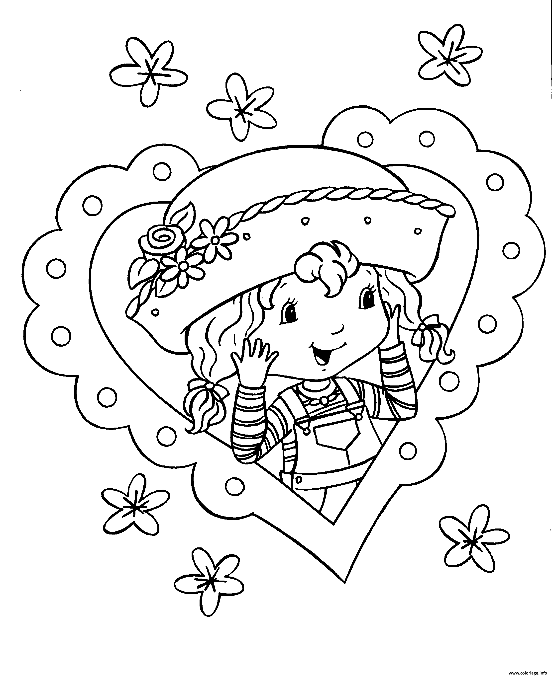 Dessin fraisinette avec un coeur Coloriage Gratuit à Imprimer