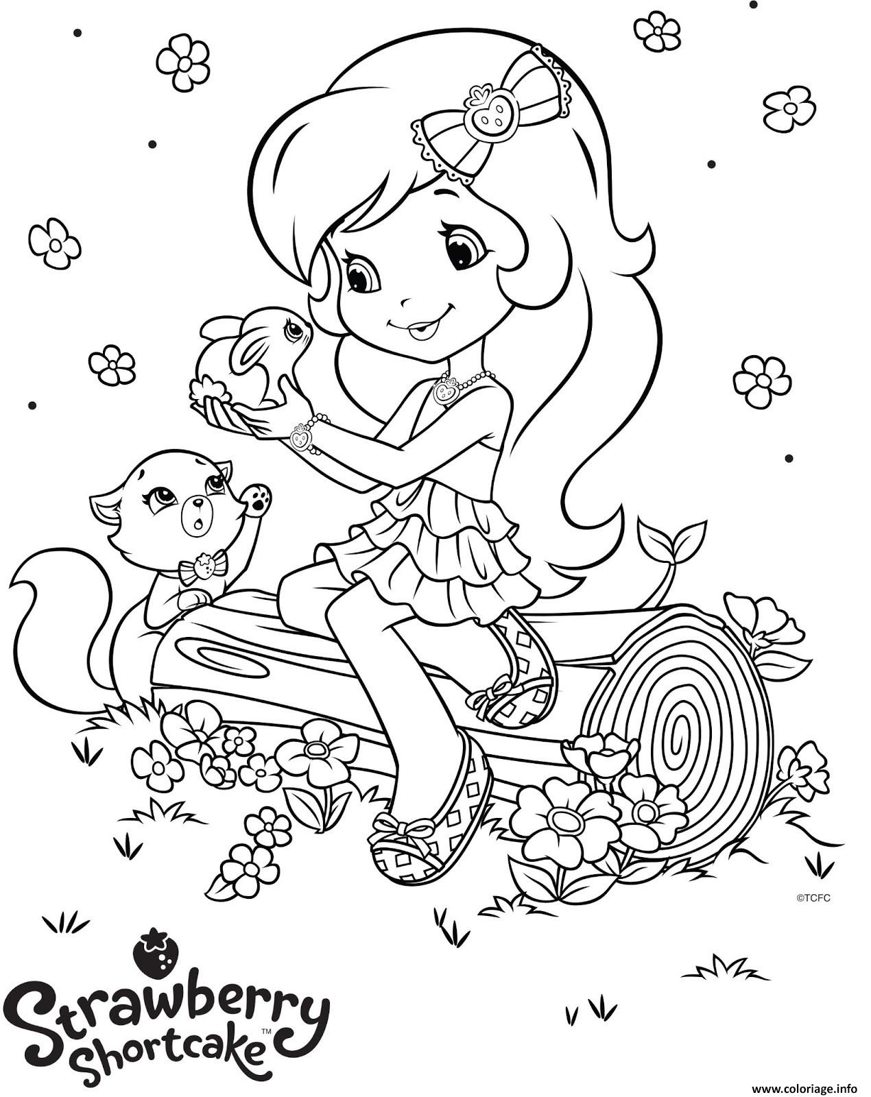 Dessin fraisinette trouve un lapin Coloriage Gratuit à Imprimer