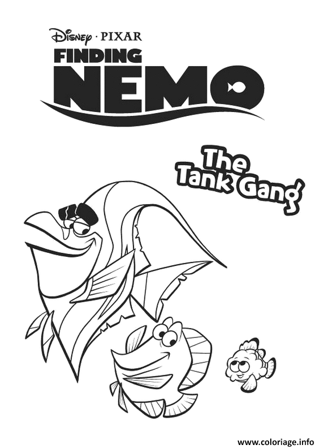 Dessin finding Nemo the tank gang Coloriage Gratuit à Imprimer