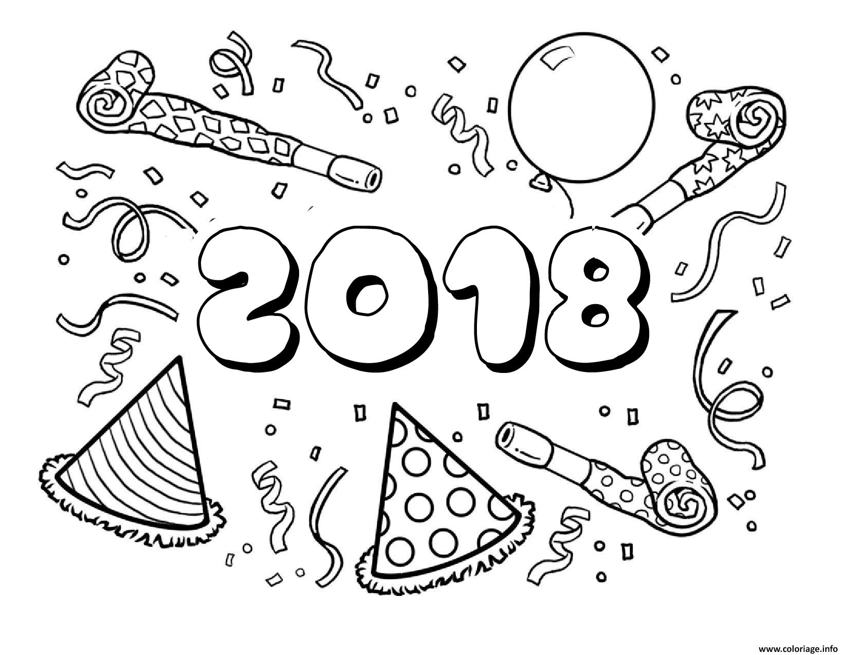 Dessin 2018 nouvel an bonne annee Coloriage Gratuit à Imprimer